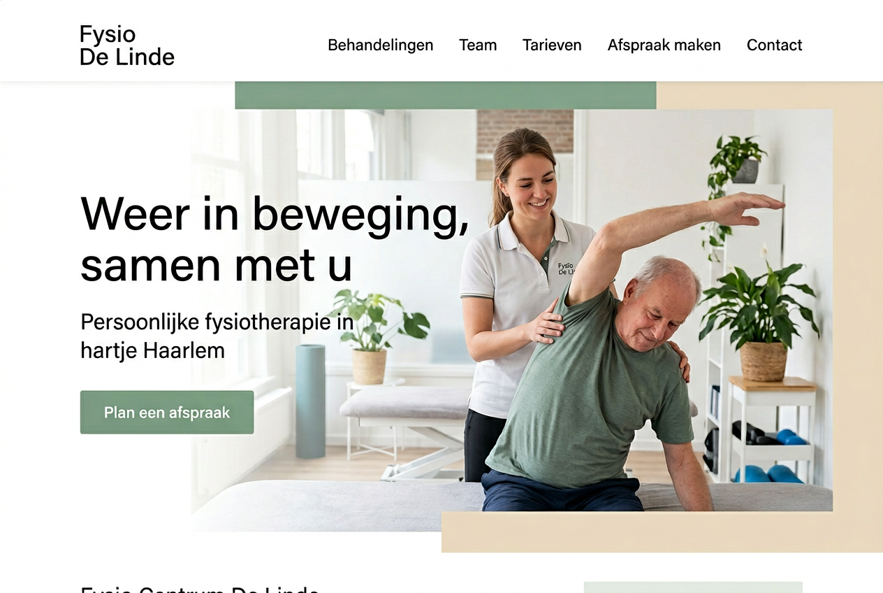Fysio Centrum De Linde, Zorg · Praktijkwebsite